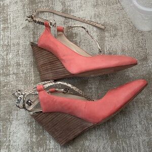 Coach Coral Heels with Snakeskin Strap